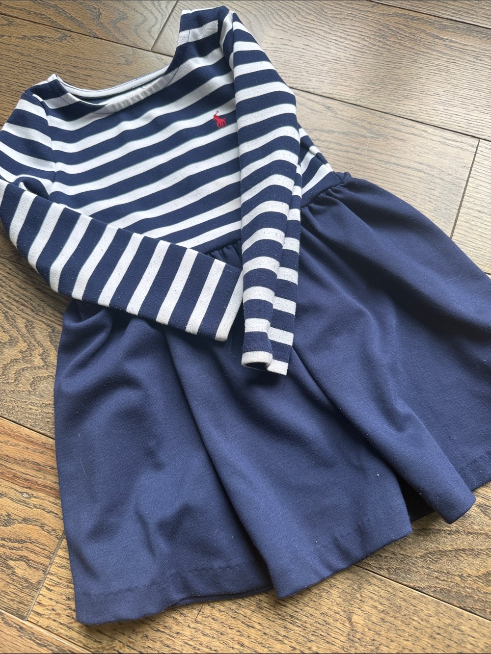 Ralph Lauren Navy, White & Red Striped Long-Sleeve Knit Dress 3T GUC - Picture 5 of 9